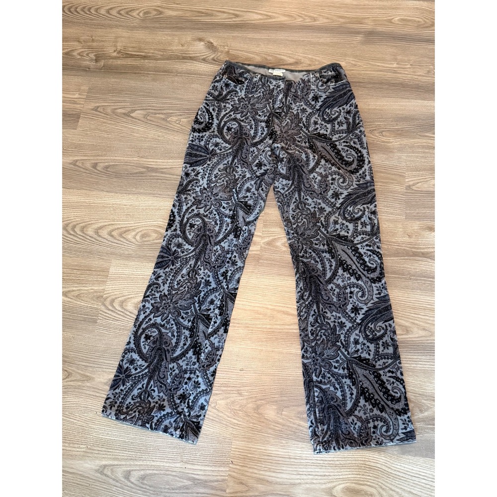 Eric Spencer Paisley Corduroy Pants Womens size 4 Grey Black Straight Leg Canada
